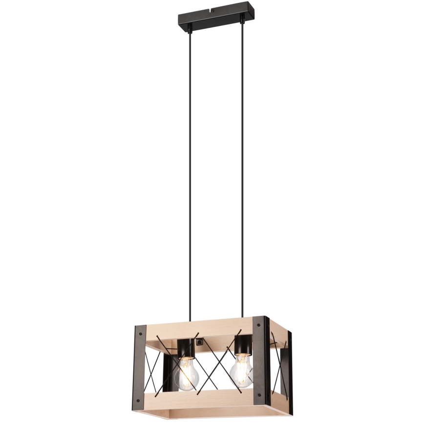 Ljuskrona med textilsladd FRIDA 2xE27/60W/230V svart/beige bok