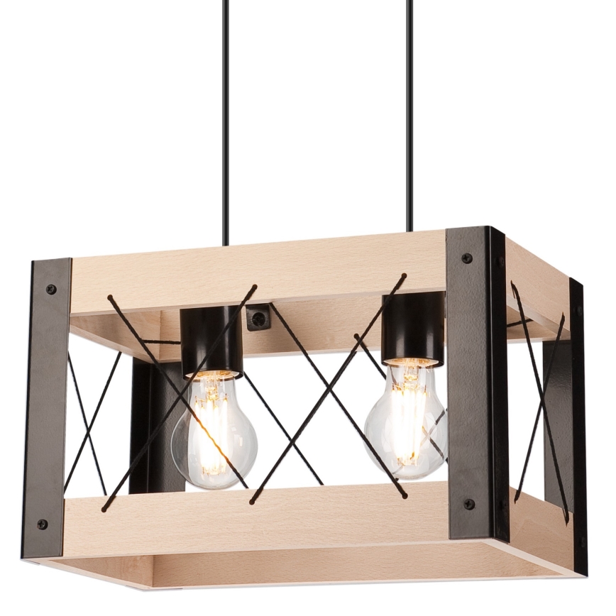 Ljuskrona med textilsladd FRIDA 2xE27/60W/230V svart/beige bok