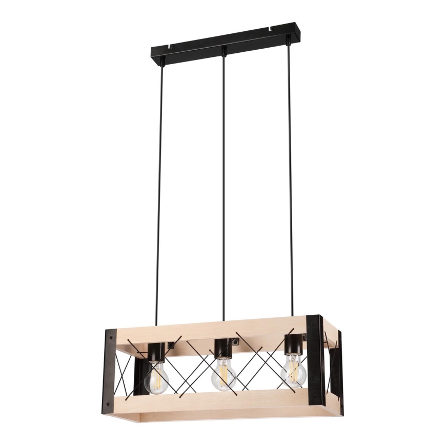 Ljuskrona med textilsladd FRIDA 3xE27/60W/230V svart/beige bok