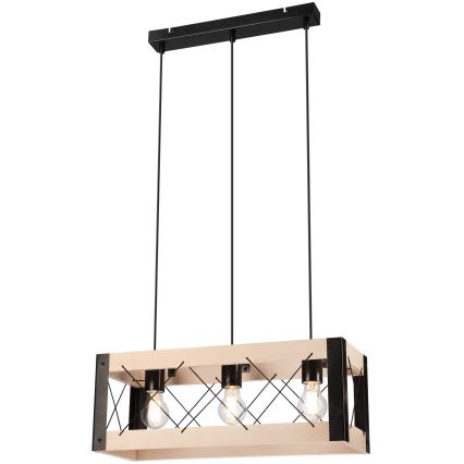 Ljuskrona med textilsladd FRIDA 3xE27/60W/230V svart/beige bok