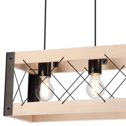 Ljuskrona med textilsladd FRIDA 3xE27/60W/230V svart/beige bok