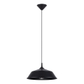 Ljuskrona med textilsladd FRIKA 1xE27/15W/230V diameter 34 cm svart