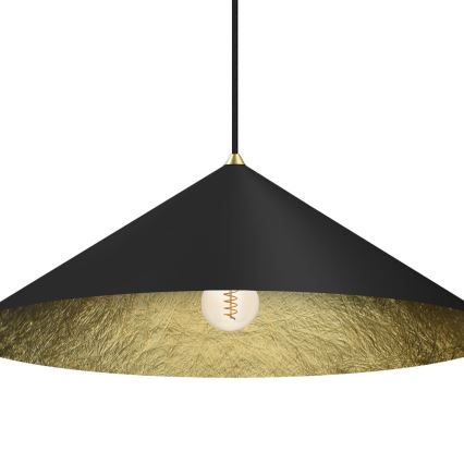Ljuskrona med textilsladd FUJI 1xE27/60W/230V diameter 70 cm svart/guld