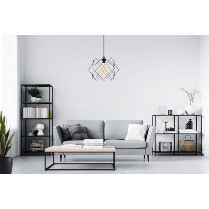 Ljuskrona med textilsladd GALL 1xE27/60W/230V svart