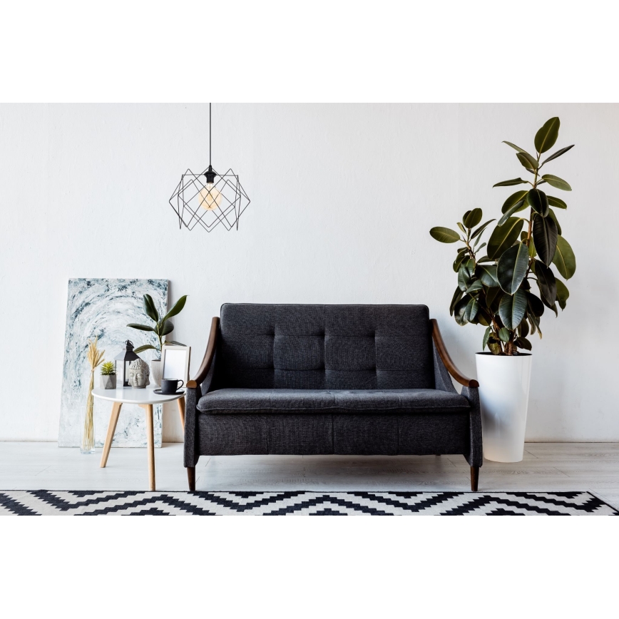 Ljuskrona med textilsladd GALL 1xE27/60W/230V svart