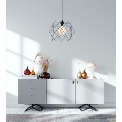 Ljuskrona med textilsladd GALL 1xE27/60W/230V svart