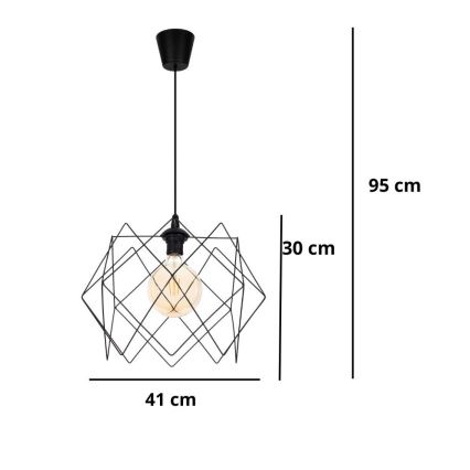 Ljuskrona med textilsladd GALL 1xE27/60W/230V svart