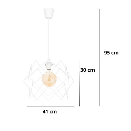 Ljuskrona med textilsladd GALL 1xE27/60W/230V vit