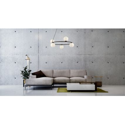 Ljuskrona med textilsladd GAMA 5xG9/12W/230V svart