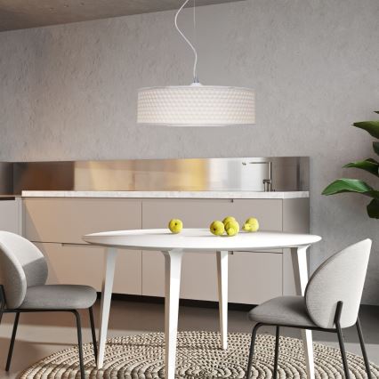 Ljuskrona med textilsladd GARDA 1xE27/60W/230V diameter 40 cm vit