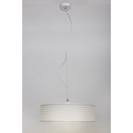 Ljuskrona med textilsladd GARDA 1xE27/60W/230V diameter 40 cm vit