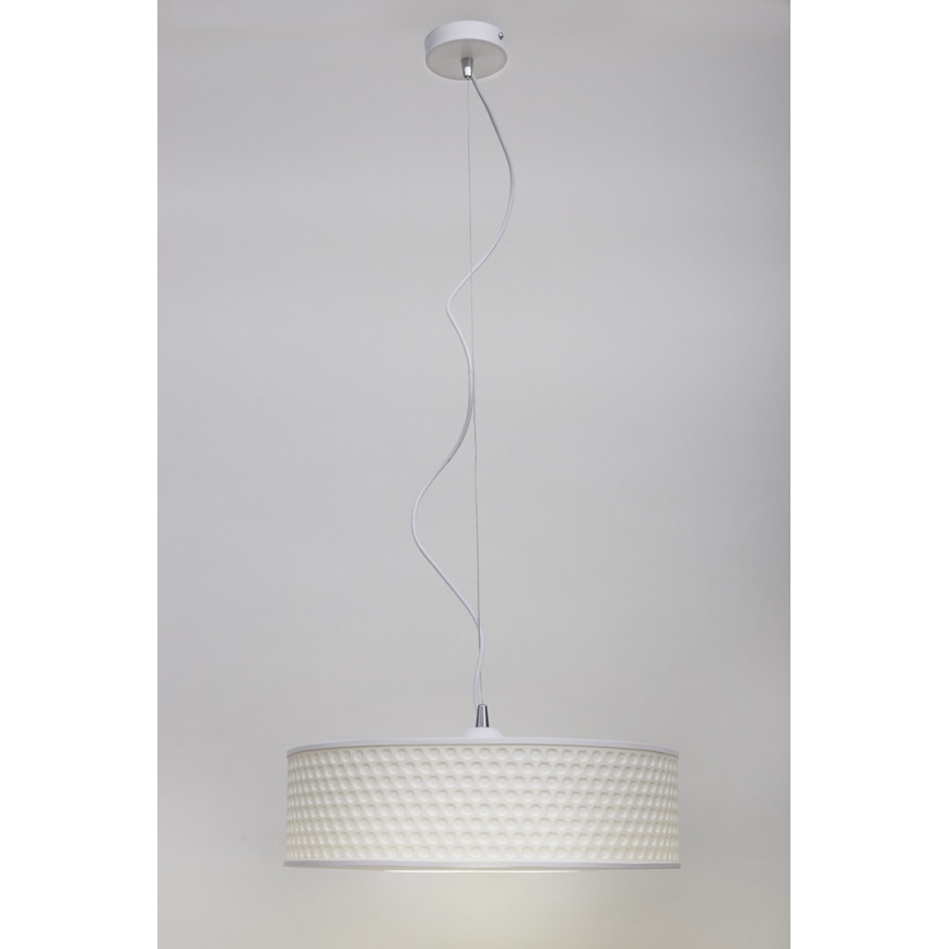 Ljuskrona med textilsladd GARDA 1xE27/60W/230V diameter 40 cm vit