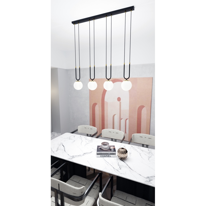Ljuskrona med textilsladd GLAM 4xE14/10W/230V svart