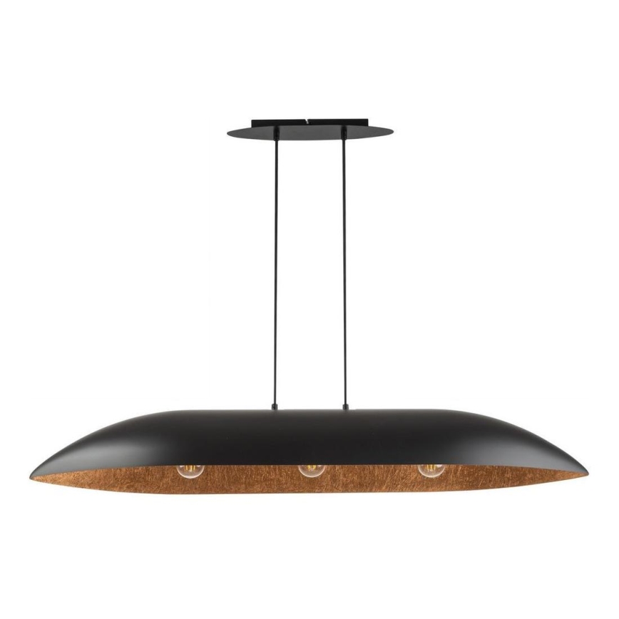 Ljuskrona med textilsladd GONDOLA 3xE27/60W/230V svart/koppar