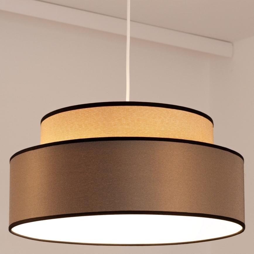 Ljuskrona med textilsladd GRACE 1xE27/60W/230V beige/brun