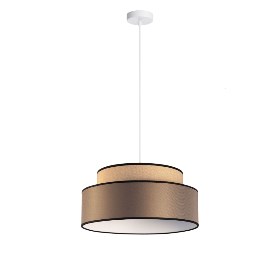 Ljuskrona med textilsladd GRACE 1xE27/60W/230V beige/brun