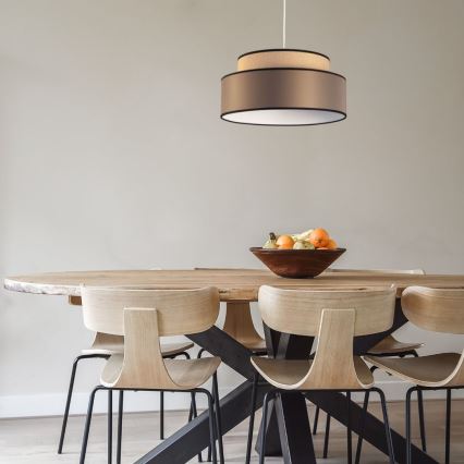 Ljuskrona med textilsladd GRACE 1xE27/60W/230V beige/brun