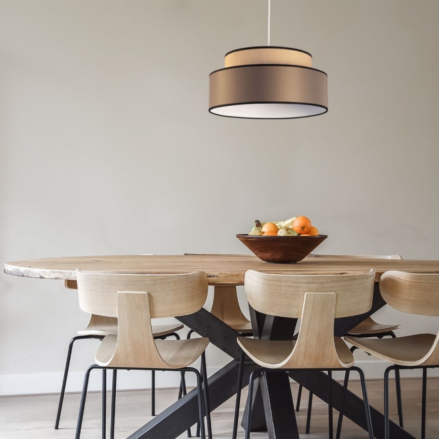 Ljuskrona med textilsladd GRACE 1xE27/60W/230V beige/brun
