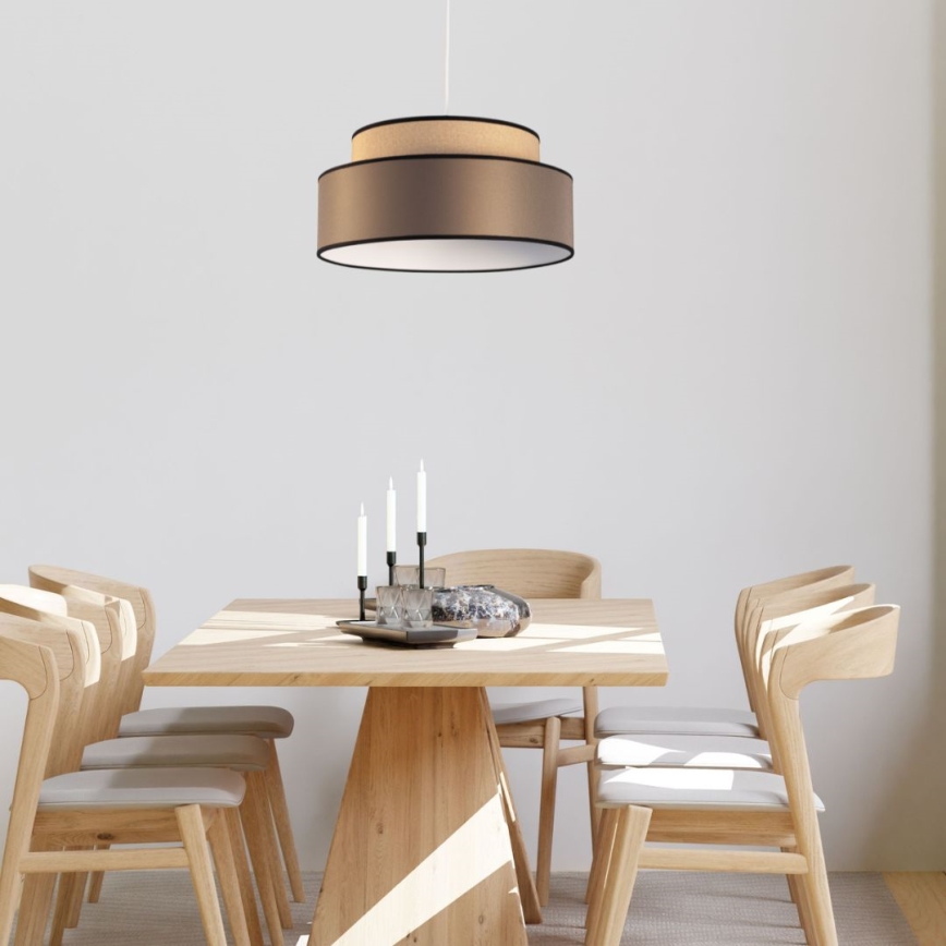 Ljuskrona med textilsladd GRACE 1xE27/60W/230V beige/brun