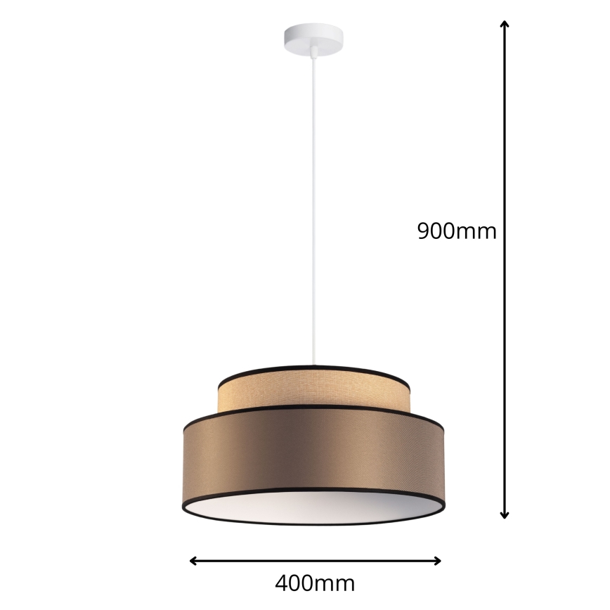 Ljuskrona med textilsladd GRACE 1xE27/60W/230V beige/brun