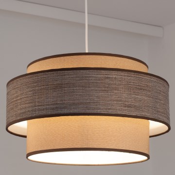Ljuskrona med textilsladd GRACE 1xE27/60W/230V beige/brun