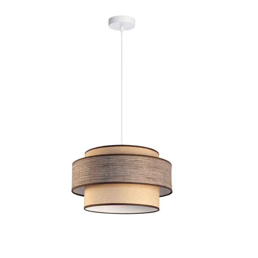 Ljuskrona med textilsladd GRACE 1xE27/60W/230V beige/brun