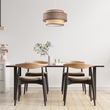 Ljuskrona med textilsladd GRACE 1xE27/60W/230V beige/brun