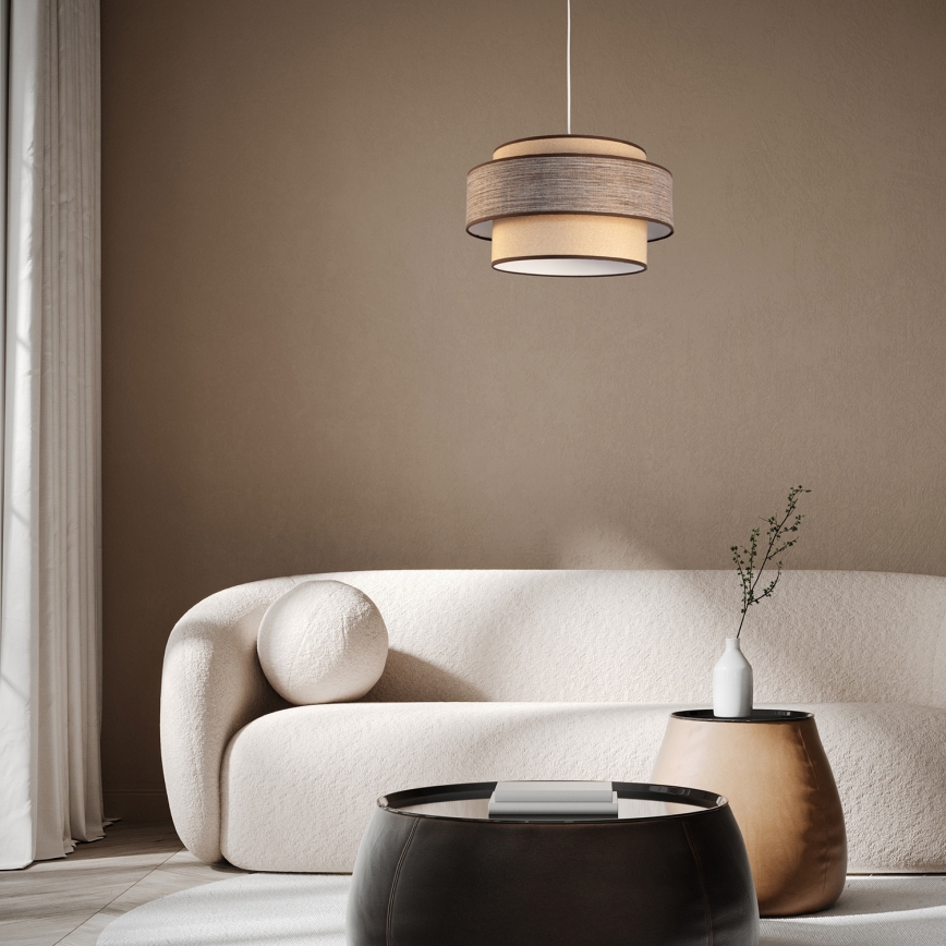 Ljuskrona med textilsladd GRACE 1xE27/60W/230V beige/brun