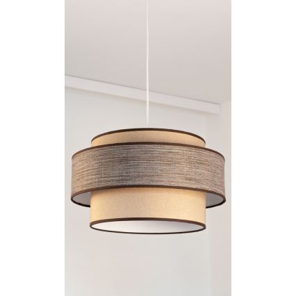 Ljuskrona med textilsladd GRACE 1xE27/60W/230V beige/brun
