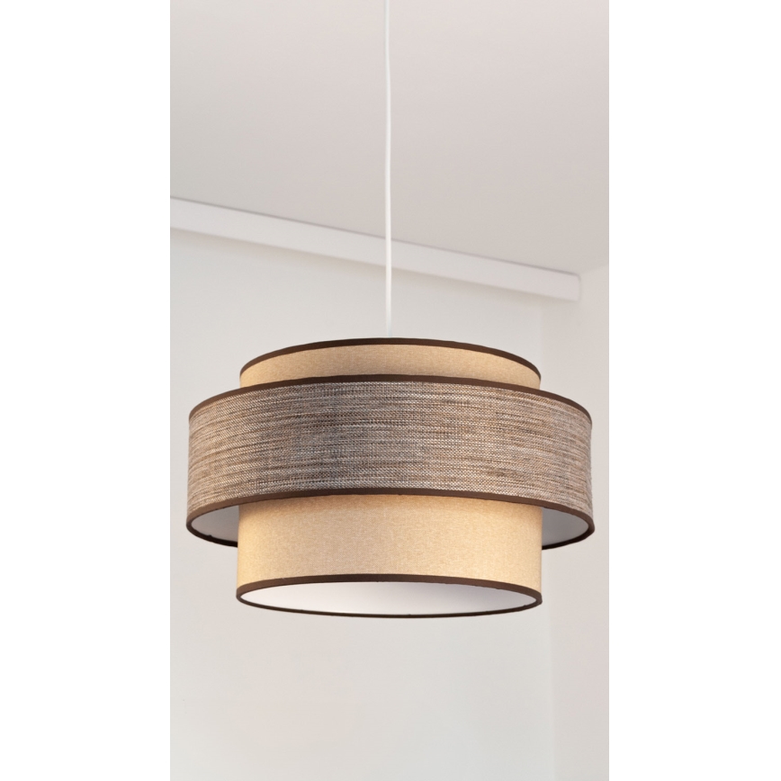 Ljuskrona med textilsladd GRACE 1xE27/60W/230V beige/brun