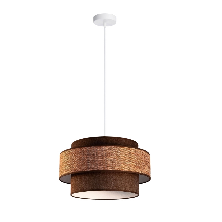 Ljuskrona med textilsladd GRACE 1xE27/60W/230V brun/beige