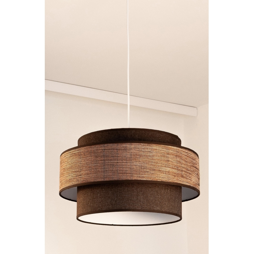 Ljuskrona med textilsladd GRACE 1xE27/60W/230V brun/beige