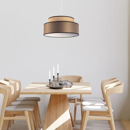 Ljuskrona med textilsladd GRACE 1xE27/60W/230V diameter 40 cm beige/brun