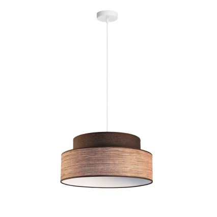 Ljuskrona med textilsladd GRACE 1xE27/60W/230V diameter 40 cm brun/beige