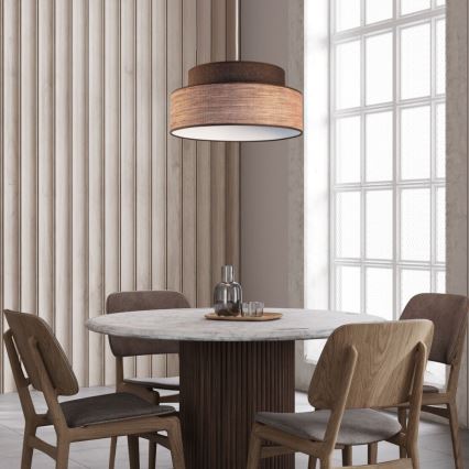 Ljuskrona med textilsladd GRACE 1xE27/60W/230V diameter 40 cm brun/beige