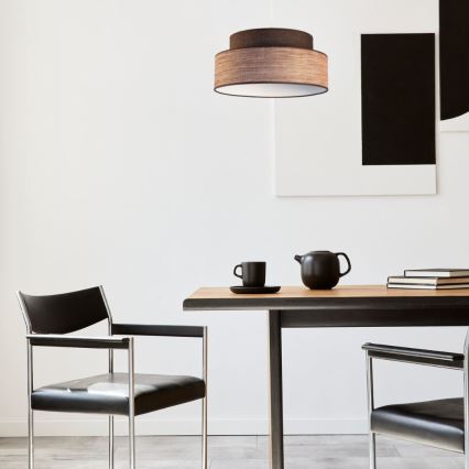 Ljuskrona med textilsladd GRACE 1xE27/60W/230V diameter 40 cm brun/beige