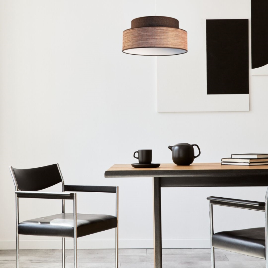 Ljuskrona med textilsladd GRACE 1xE27/60W/230V diameter 40 cm brun/beige