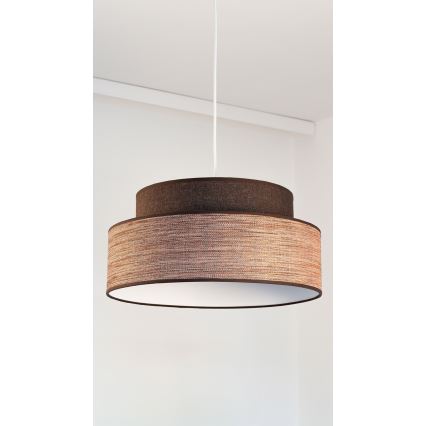 Ljuskrona med textilsladd GRACE 1xE27/60W/230V diameter 40 cm brun/beige