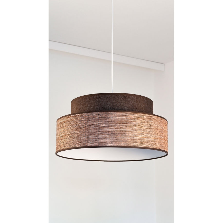 Ljuskrona med textilsladd GRACE 1xE27/60W/230V diameter 40 cm brun/beige