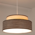 Ljuskrona med textilsladd GRACE 1xE27/60W/230V diameter 40 cm grädde/brun