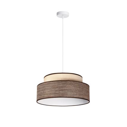 Ljuskrona med textilsladd GRACE 1xE27/60W/230V diameter 40 cm grädde/brun