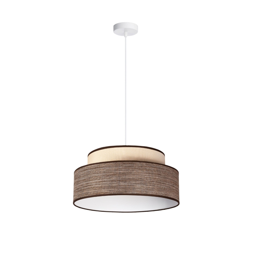 Ljuskrona med textilsladd GRACE 1xE27/60W/230V diameter 40 cm grädde/brun