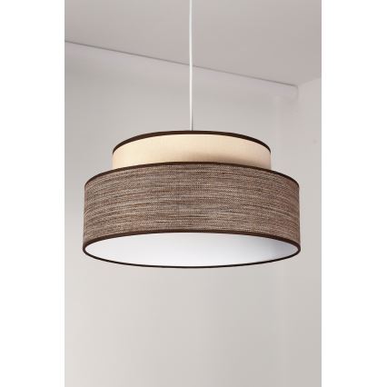 Ljuskrona med textilsladd GRACE 1xE27/60W/230V diameter 40 cm grädde/brun