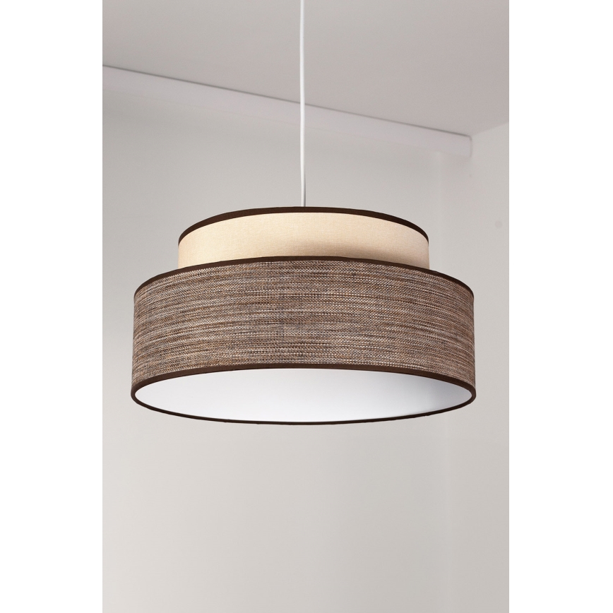 Ljuskrona med textilsladd GRACE 1xE27/60W/230V diameter 40 cm grädde/brun
