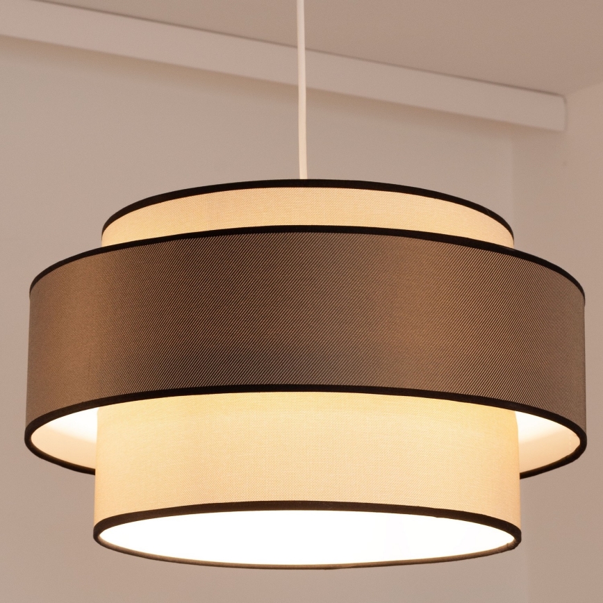 Ljuskrona med textilsladd GRACE 1xE27/60W/230V diameter 40 cm grädde/brun