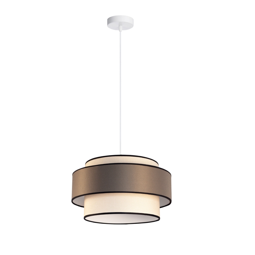 Ljuskrona med textilsladd GRACE 1xE27/60W/230V diameter 40 cm grädde/brun