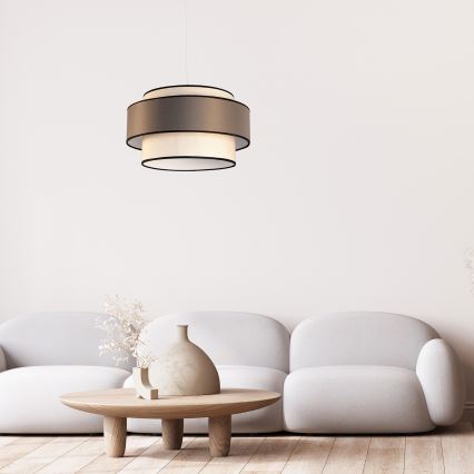Ljuskrona med textilsladd GRACE 1xE27/60W/230V diameter 40 cm grädde/brun
