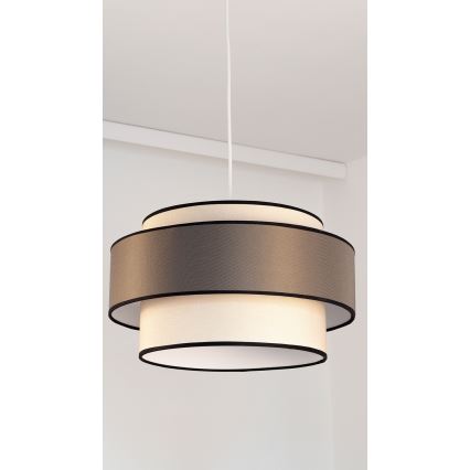 Ljuskrona med textilsladd GRACE 1xE27/60W/230V diameter 40 cm grädde/brun