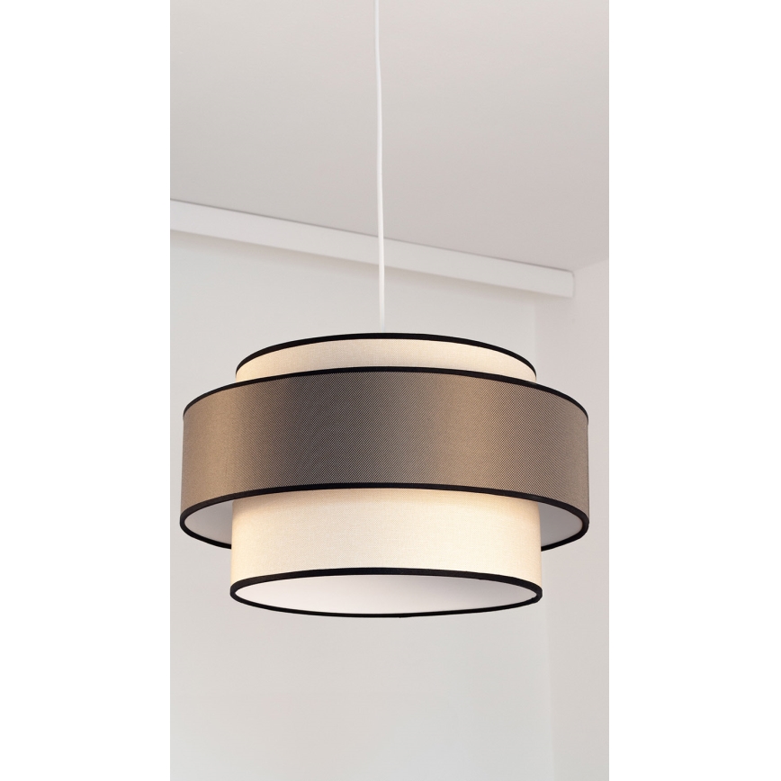 Ljuskrona med textilsladd GRACE 1xE27/60W/230V diameter 40 cm grädde/brun