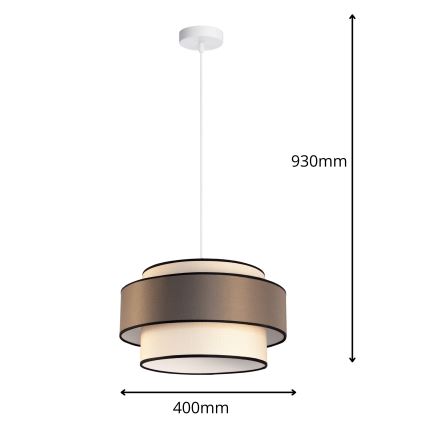 Ljuskrona med textilsladd GRACE 1xE27/60W/230V diameter 40 cm grädde/brun
